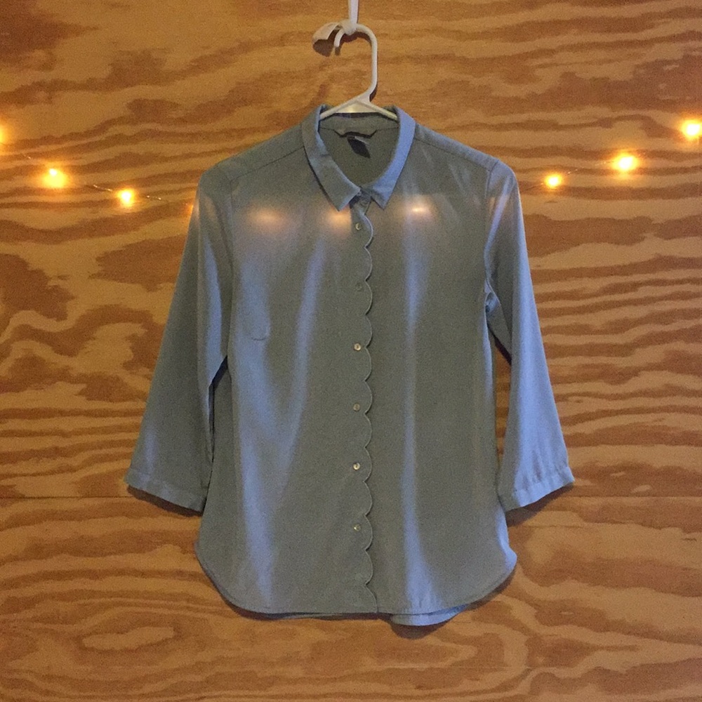 Scallop button down blue blouse from H&M